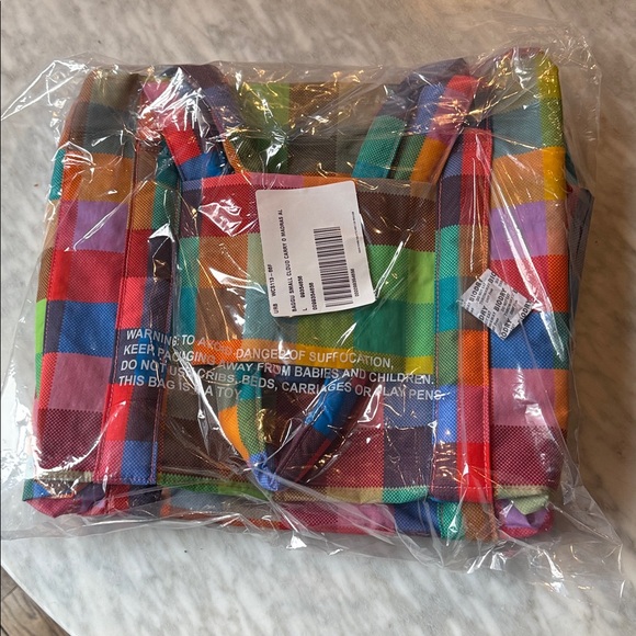 Baggu Madras Small Cloud Carry On Colorful Checkered Tote Bag - Picture 4 of 7